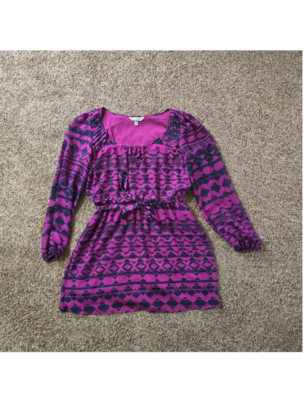 Speechless Magenta Geometric Dress Juniors Medium